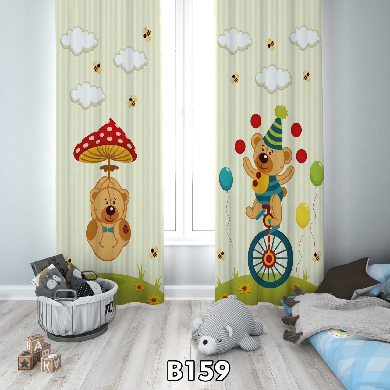 پرده چاپی خرس