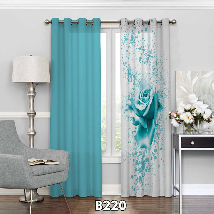 پرده چاپی گل سه بعدی