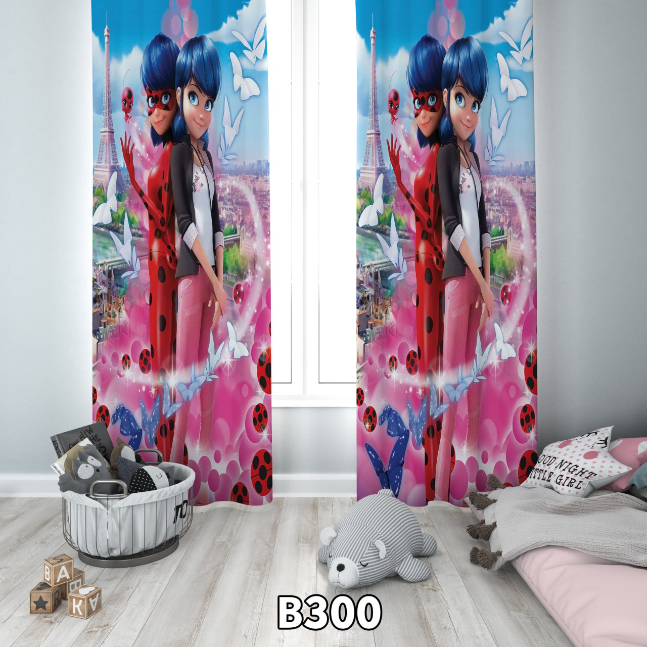 پرده چاپی دخترکفشدوزکی