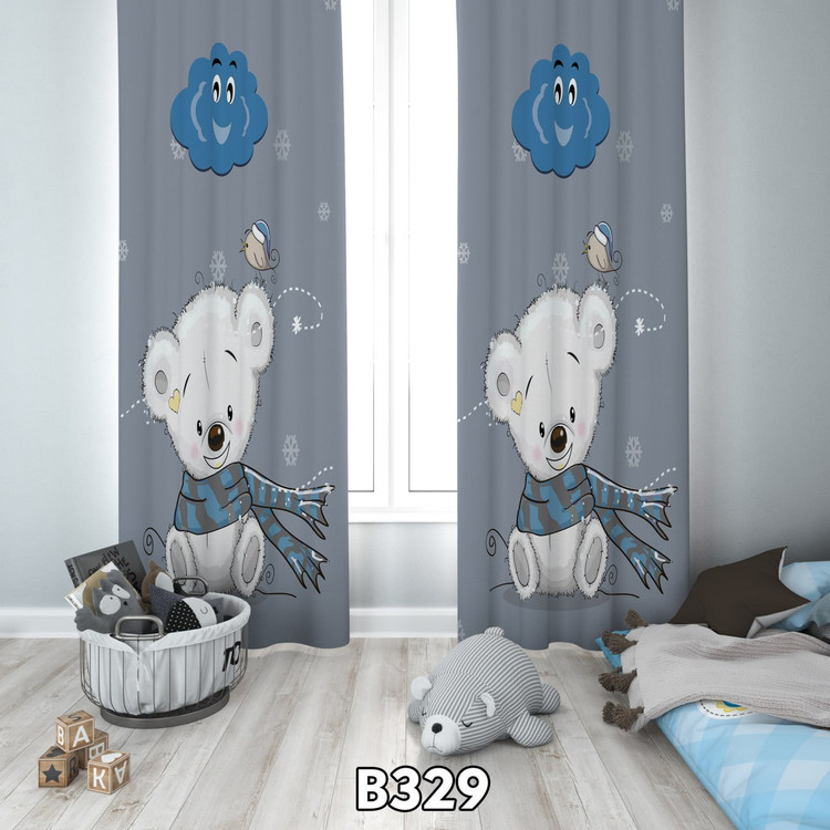 پرده چاپی خرس شالدار