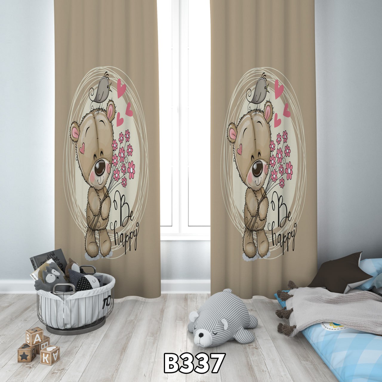 پرده چاپی خرس