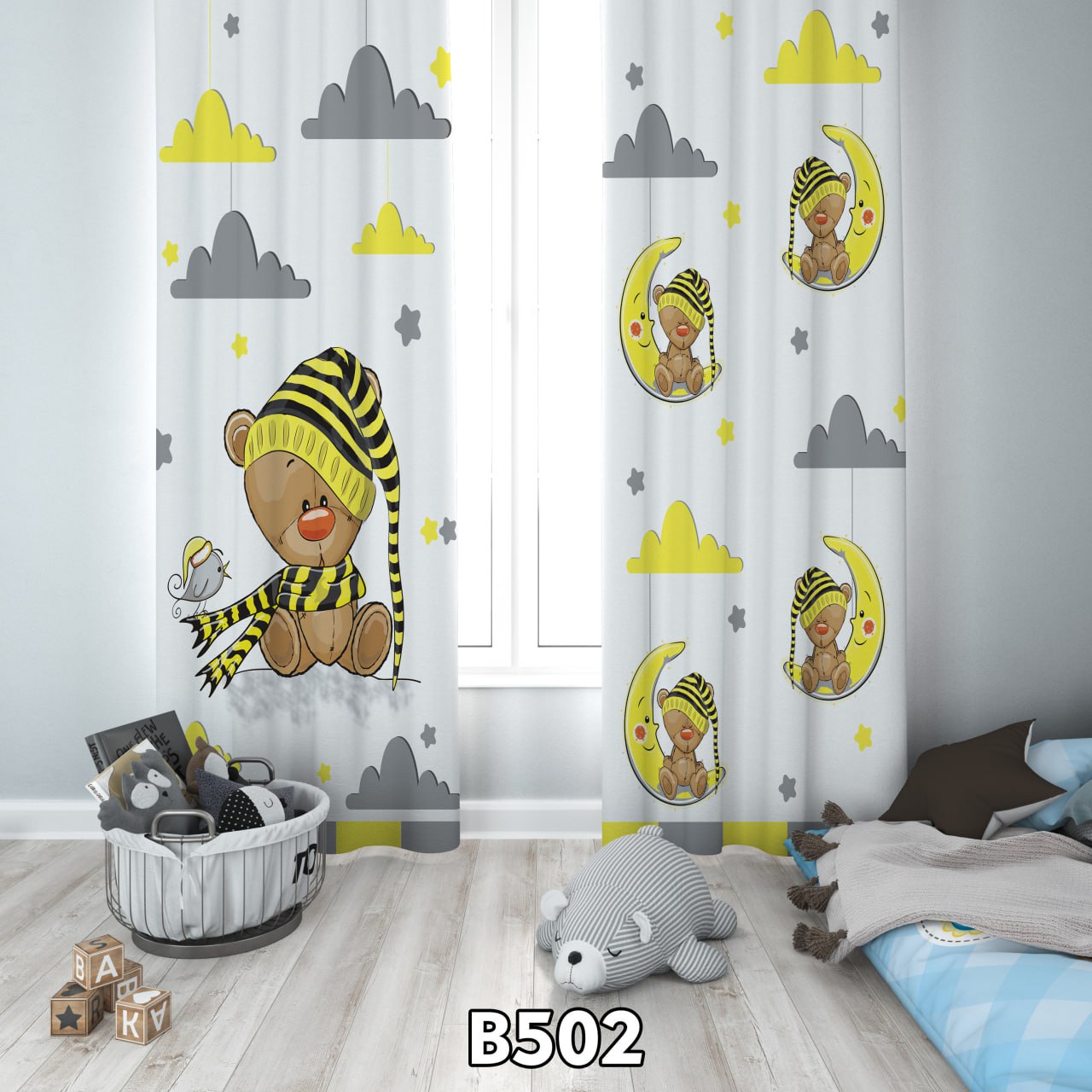 پرده چاپی خرس