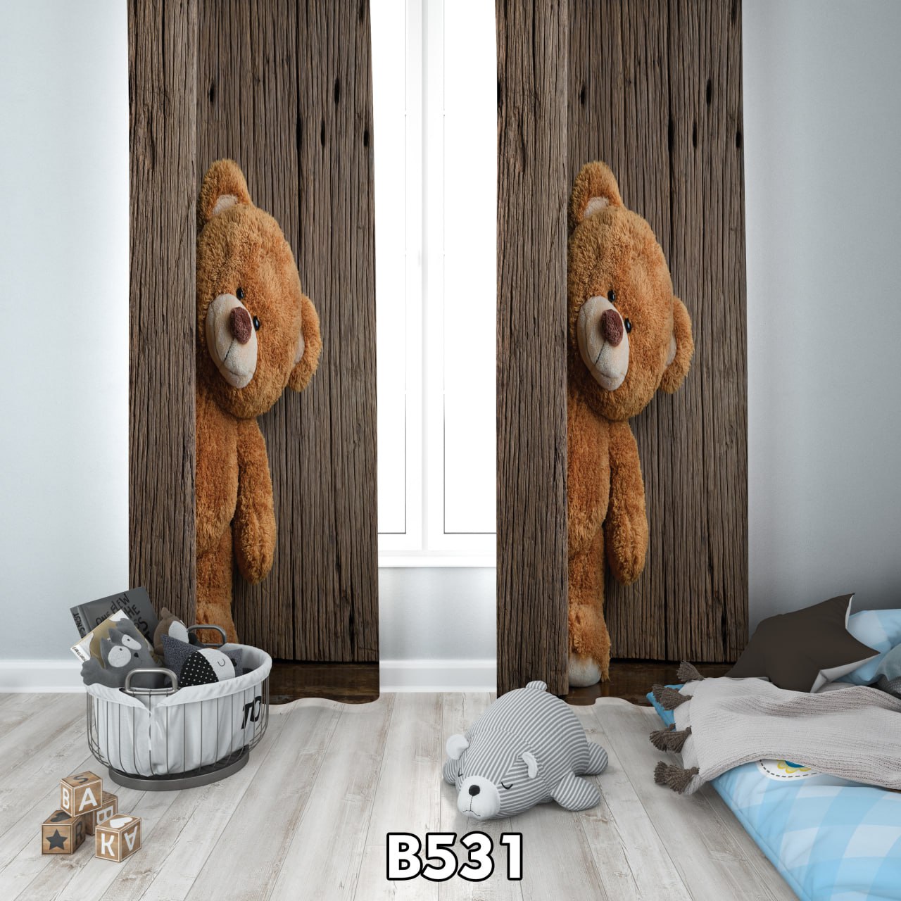 پرده چاپی خرس