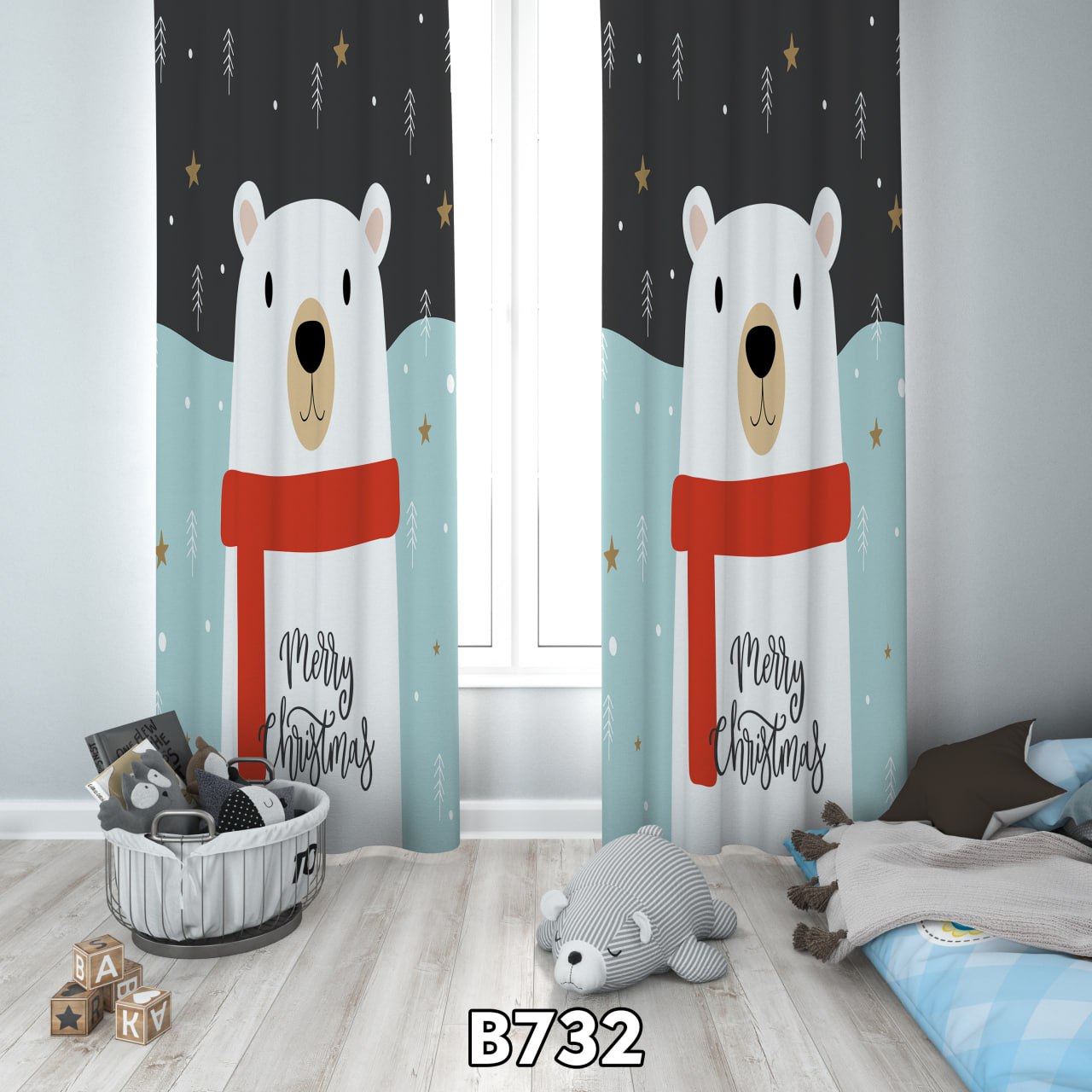 پرده چاپی خرس