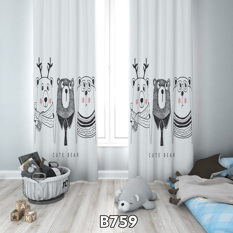 پرده چاپی خرس