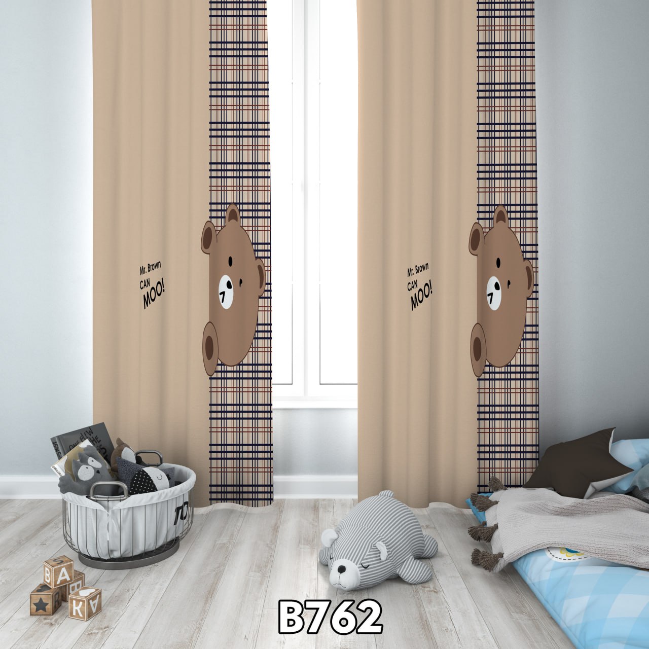 پرده چاپی خرس