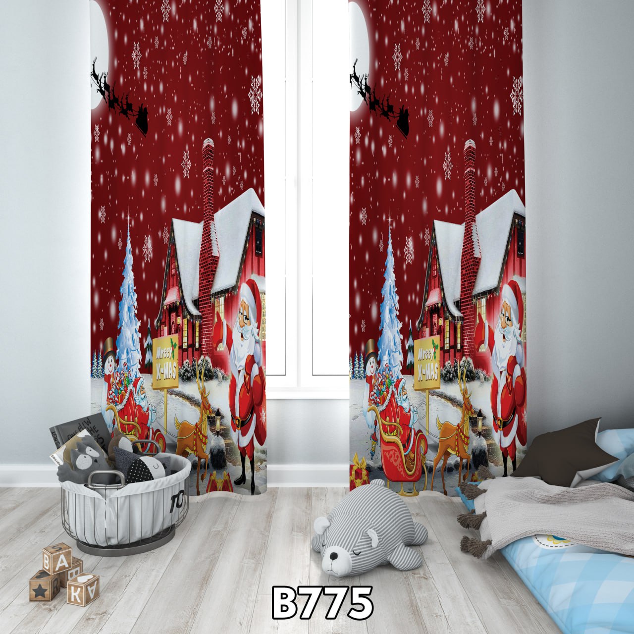 پرده چاپی کریسمس