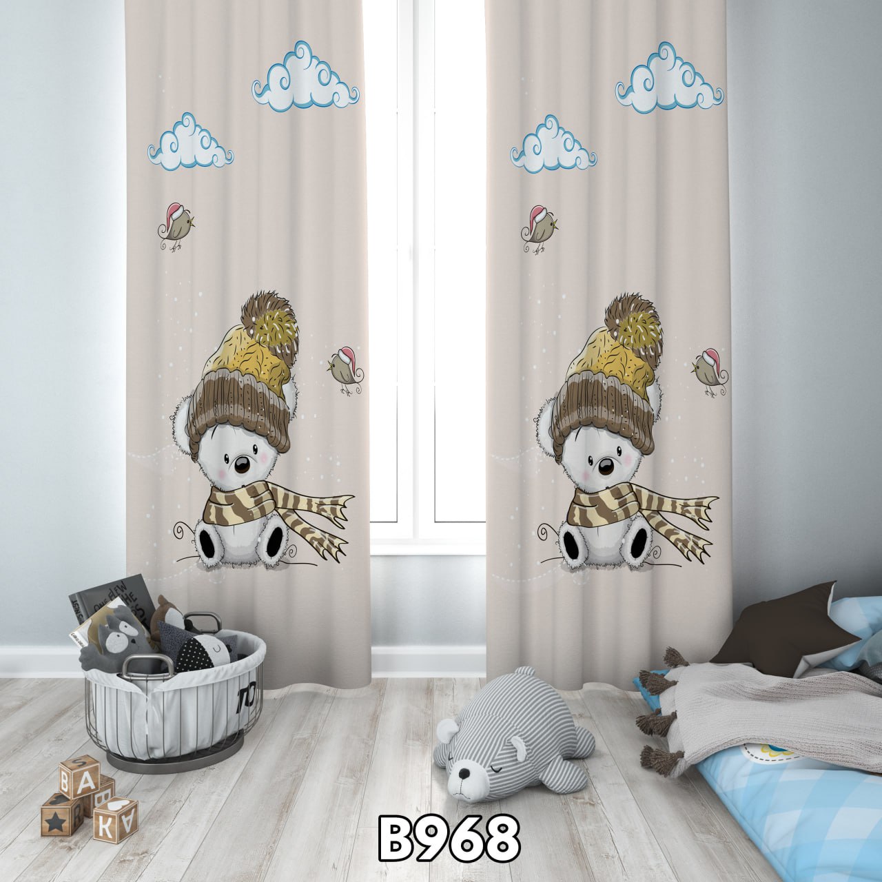 پرده چاپی خرس