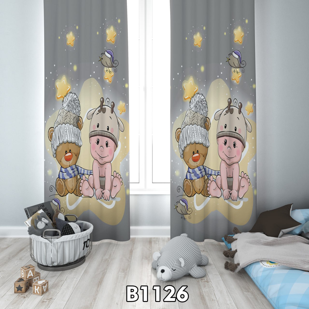 پرده چاپی خرس