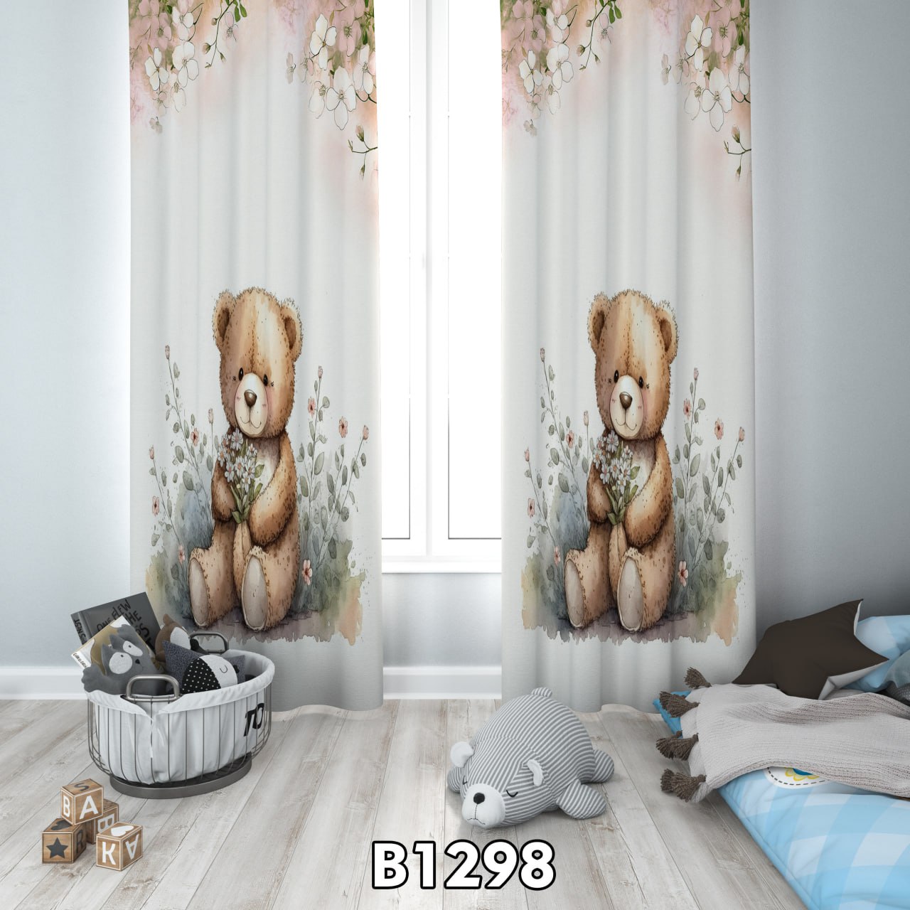 پرده چاپی خرس